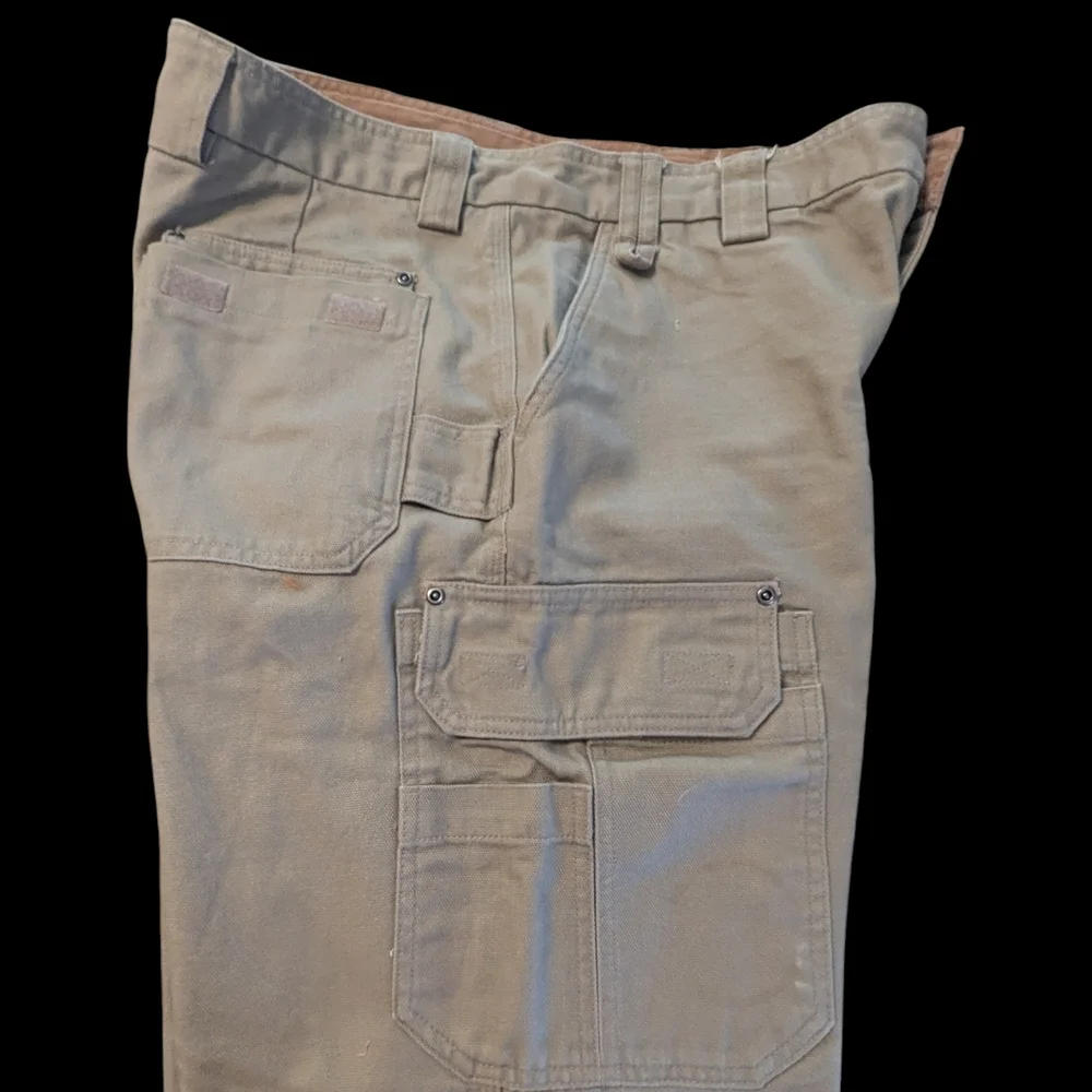 Duluth Dessert Khaki Tan Fire Hose Relaxed Fit Cotton Cargo Pants Men's 36x34